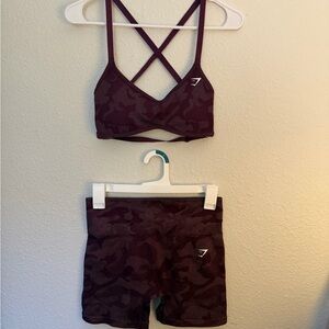 Gymshark Burgundy Camo Bike Shorts